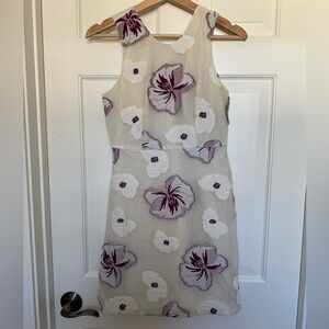 Women's Cream Floral Sheath Dress in Lavender Accents